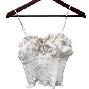 Papermoon White Ruffled Crop Top Medium NWOT